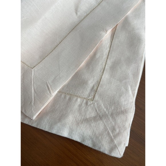 9 Linen placemats hemstitch pale peach pink EC Set Of 9 Machine Washable 19x13 - Picture 3 of 4